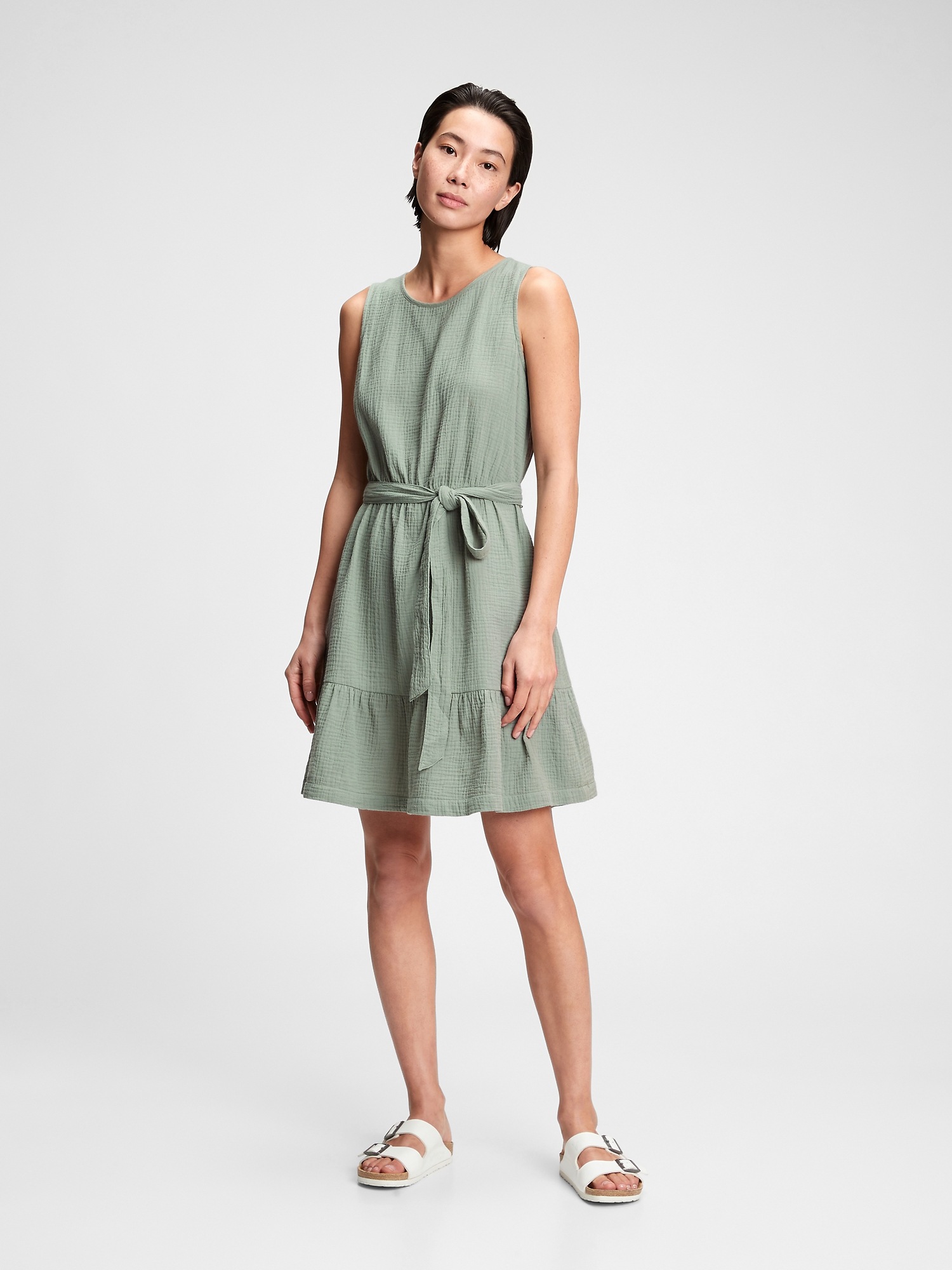 Ruffle Hem Gauze Dress Gap