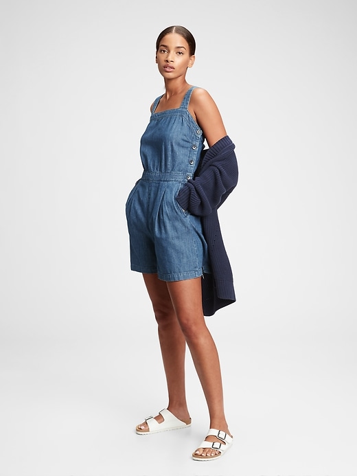 Image number 1 showing, Apron Denim Romper with Washwell&#153