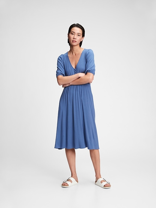 View large product image 1 of 1. Three-Quarter Sleeve Midi Dress