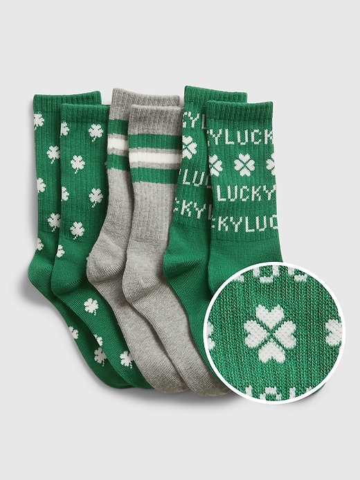 View large product image 1 of 1. Kids St. Patrick's Day Crew Socks (3-Pack)