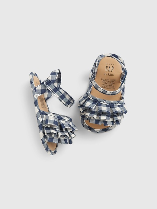 View large product image 1 of 1. Baby Gingham Ruffle Sandals
