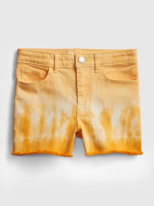 Image number 2 showing, Kids Tie-Dye High-Rise Denim Shortie Shorts with Stretch