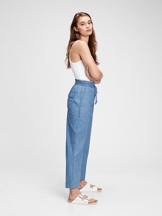 Image number 3 showing, High Rise Chambray Wide-Leg Pants With Washwell&#153