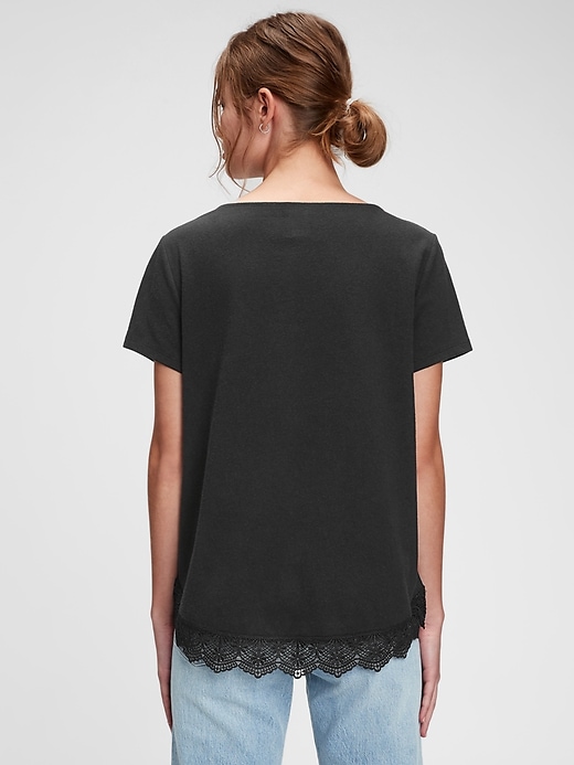 Image number 2 showing, Lace Hem T-Shirt