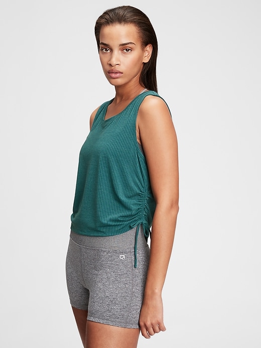 View large product image 1 of 3. GapFit Breathe Pointelle Ruched Side Tank Top