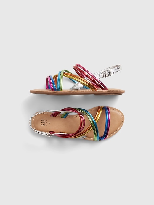 View large product image 1 of 1. Kids Rainbow Strappy Sandals
