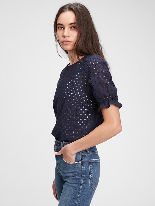 Image number 9 showing, Eyelet Puff Sleeve Top