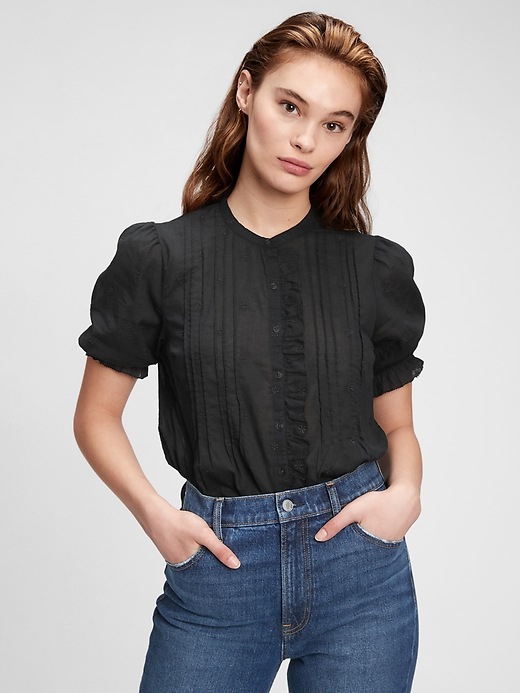 pleated ruffle blouse