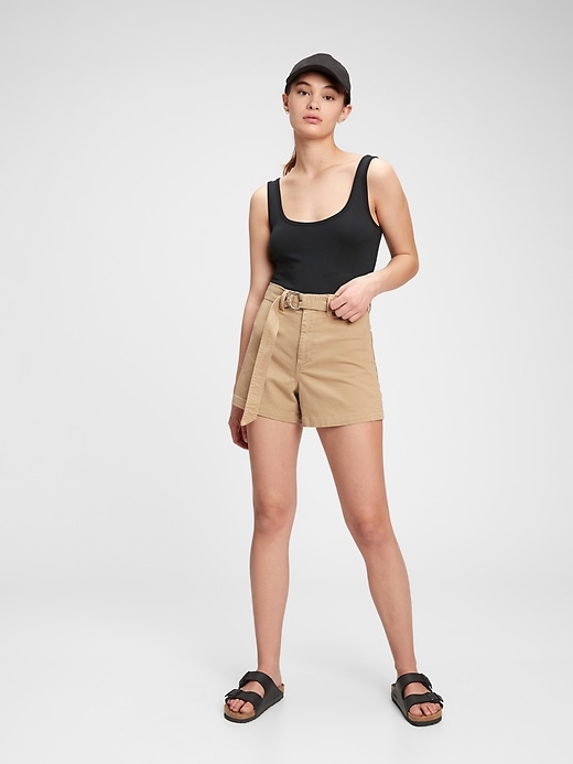 View large product image 1 of 1. 4" High Rise Belted Shorts