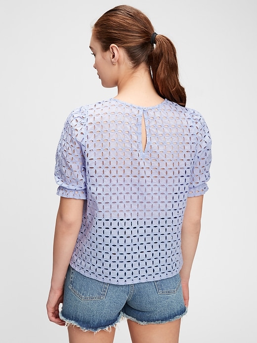 Image number 5 showing, Eyelet Puff Sleeve Top