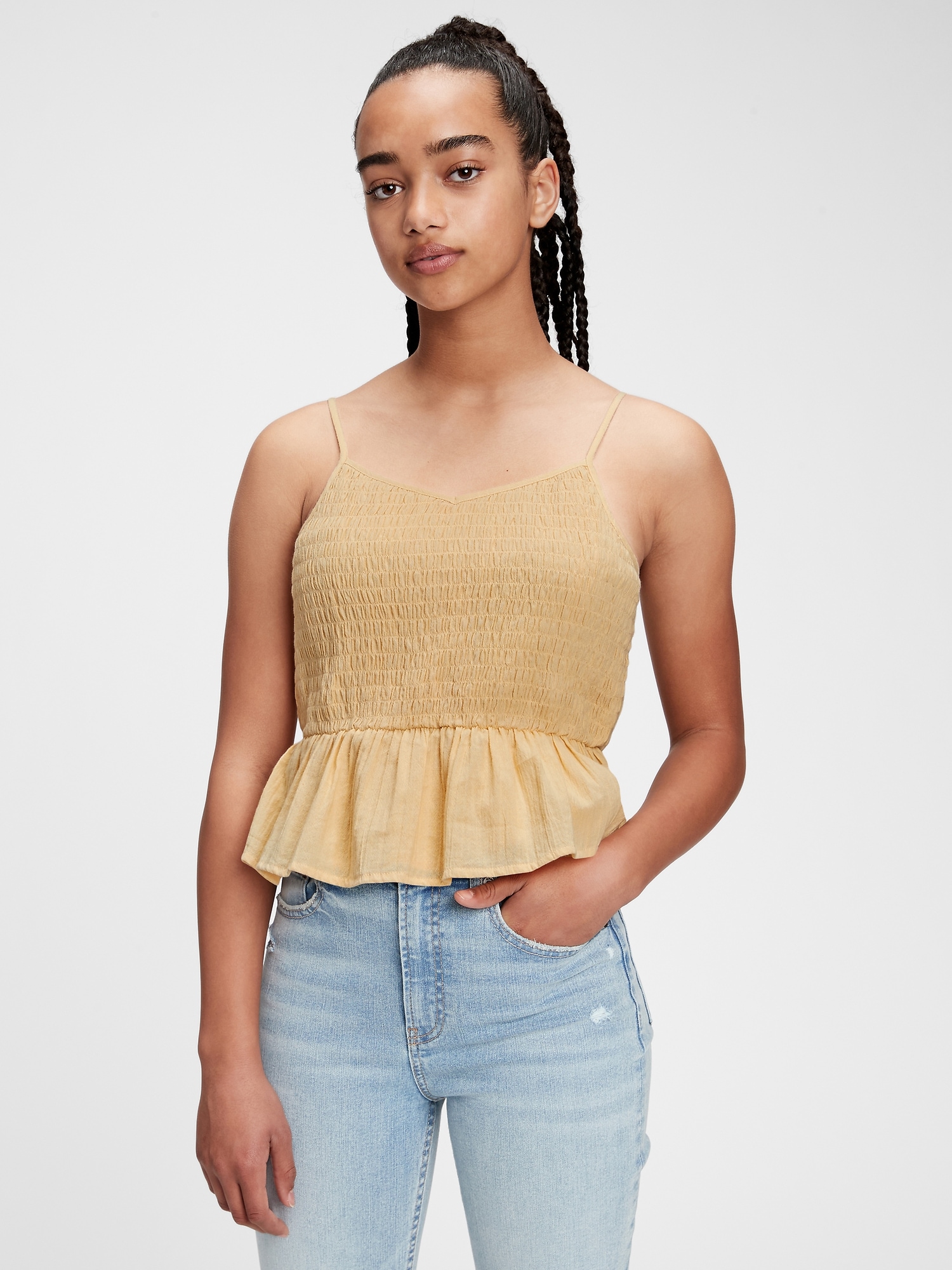 Gap Teen 100% Organic Cotton Cinched Cami gold. 1