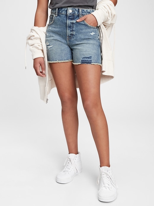 Image number 1 showing, Teen Sky High-Rise Denim Shorts with Stretch