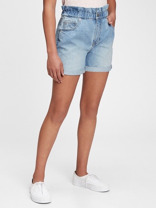 Image number 1 showing, Teen Sky-High Rise Mom Jean Shorts