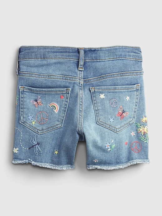 Image number 3 showing, Kids Embroidered Midi Shorts with Stretch