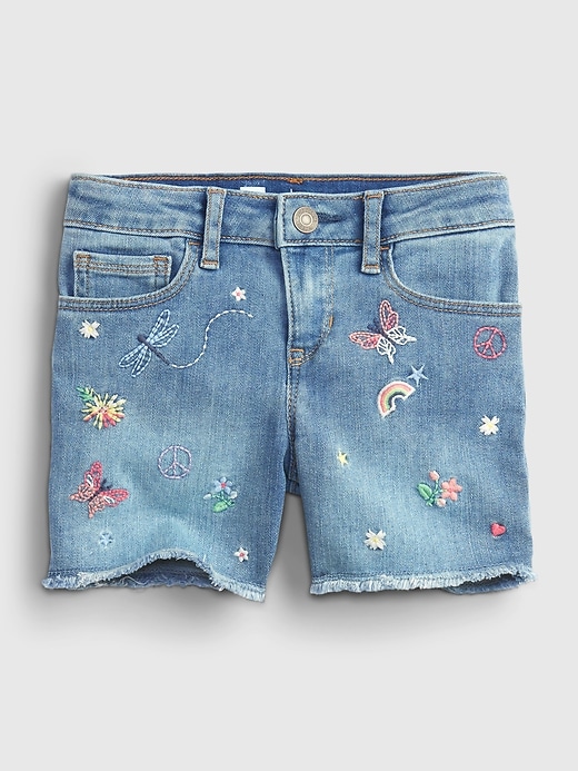 Image number 2 showing, Kids Embroidered Midi Shorts with Stretch