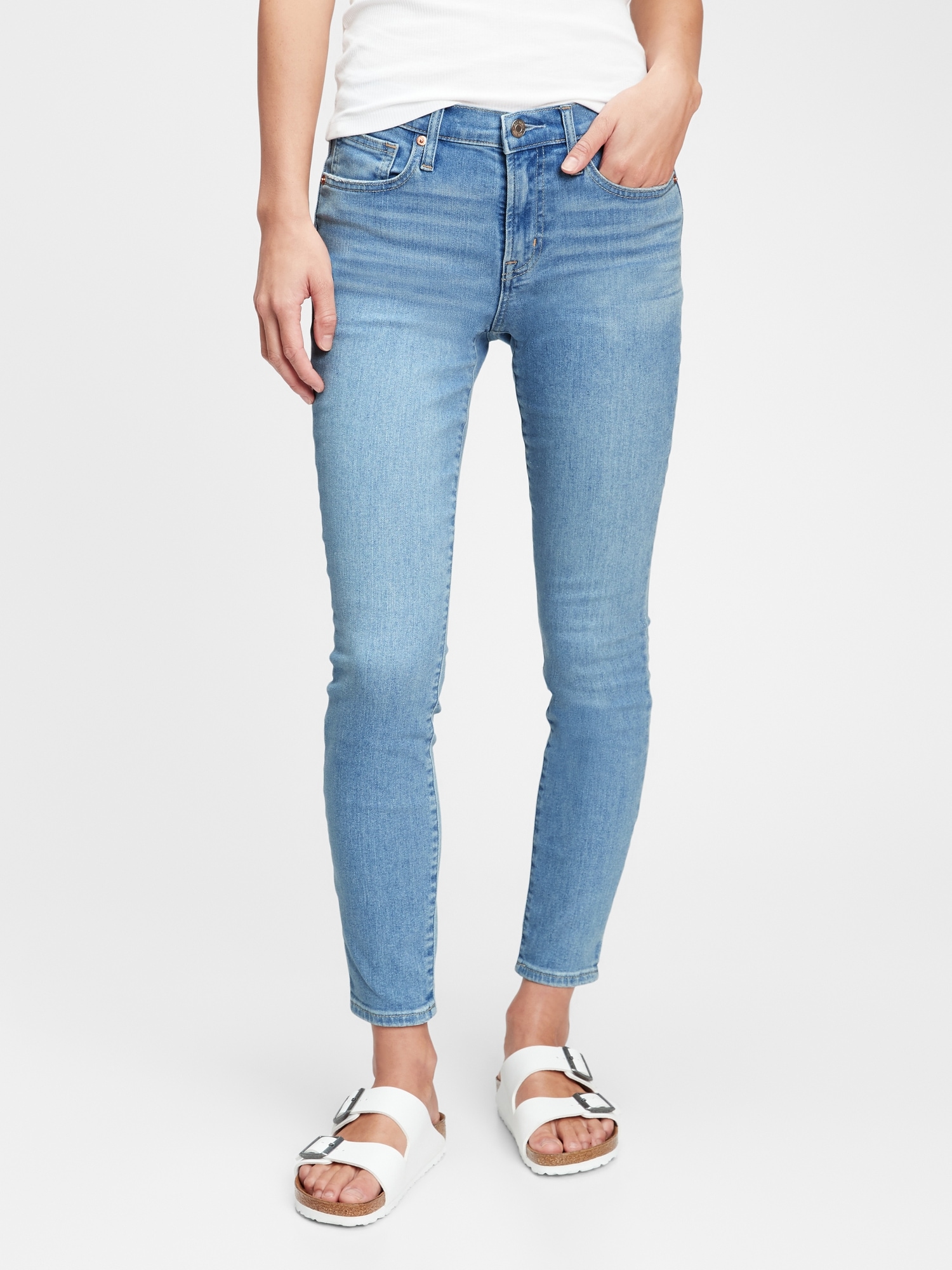 Mid Rise True Skinny Jeans With Washwell™ Gap