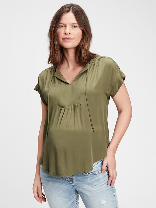 Image number 1 showing, Maternity Popover Bib Top