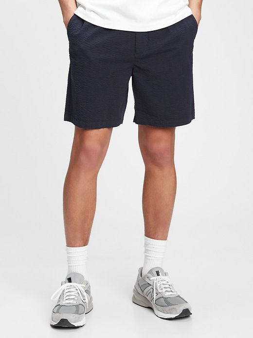 Image number 7 showing, 7" Easy Seersucker Shorts With E-Waist