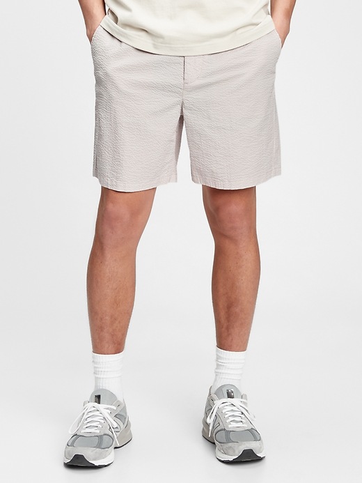 Image number 6 showing, 7" Easy Seersucker Shorts With E-Waist