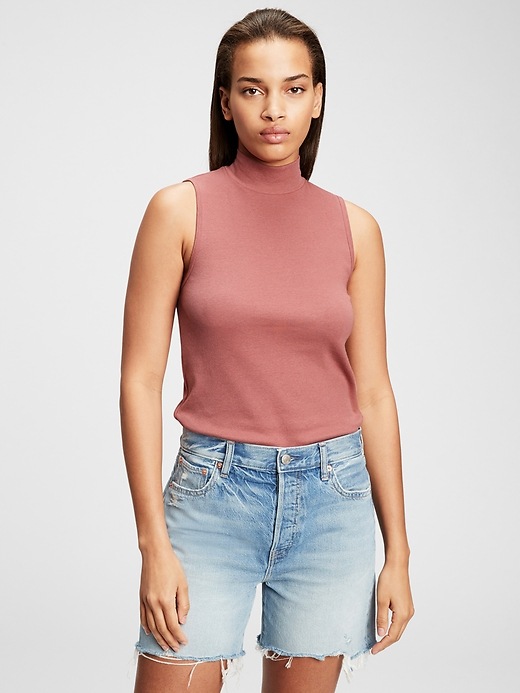 View large product image 1 of 1. Sleeveless Mockneck Top