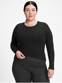 View large product image 7 of 8. GapFit Supersoft Ribbed Wrap-Front Top