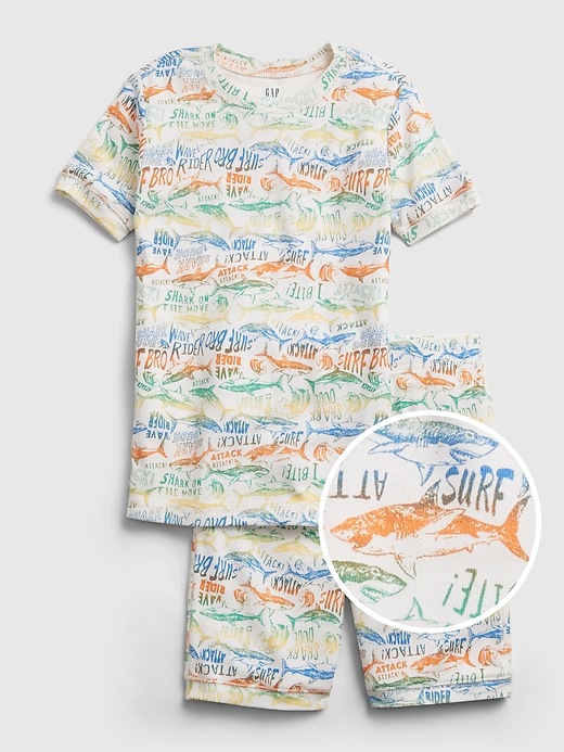 Image number 1 showing, Kids 100% Organic Cotton Shark PJ Set