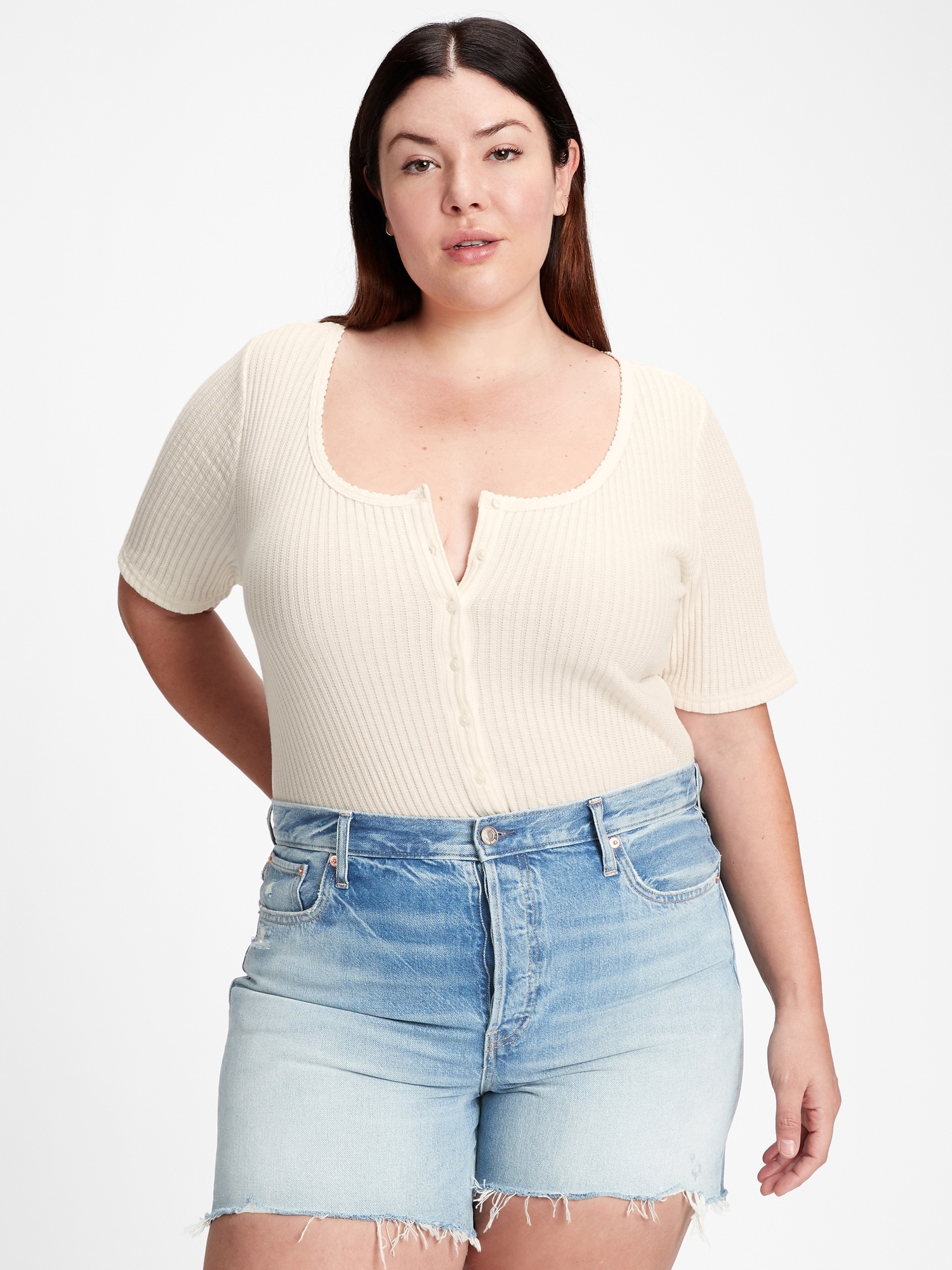 Pointelle ButtonFront TShirt Gap