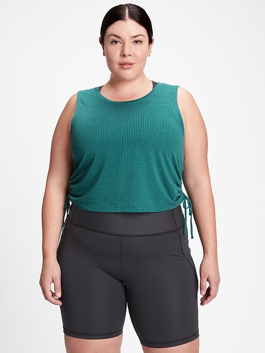 View large product image 2 of 3. GapFit Breathe Pointelle Ruched Side Tank Top