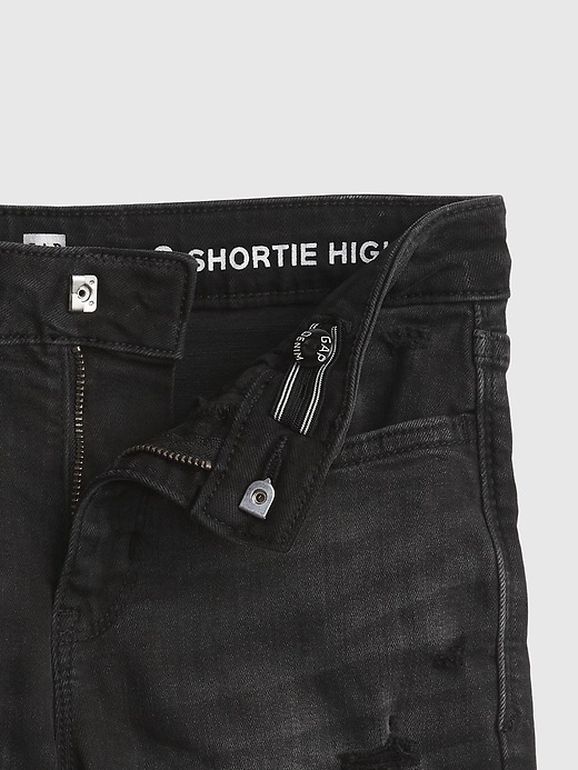 Image number 2 showing, Kids High-Rise Denim Shortie Shorts with Stretch