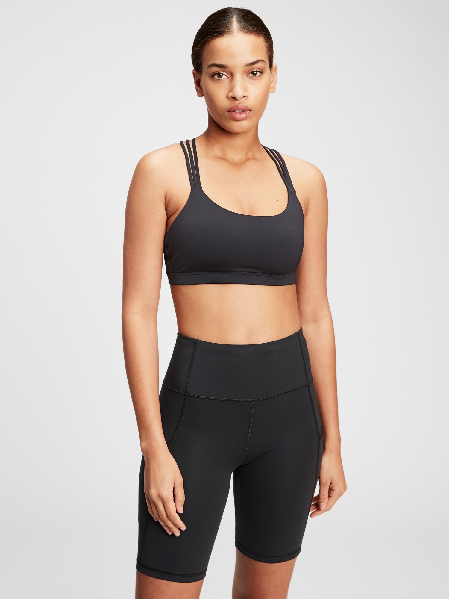 GAP LOW IMPACT BREATHE DOUBLE STRAP BRA - Light support sports bra - medium  grey heather/grey 