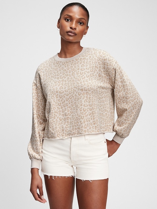 【新品】SAPEurRED LEOPARDHEAD CREWNECK SWEAT Leopard print sweatshirt in loose fit with crew neck, leopard