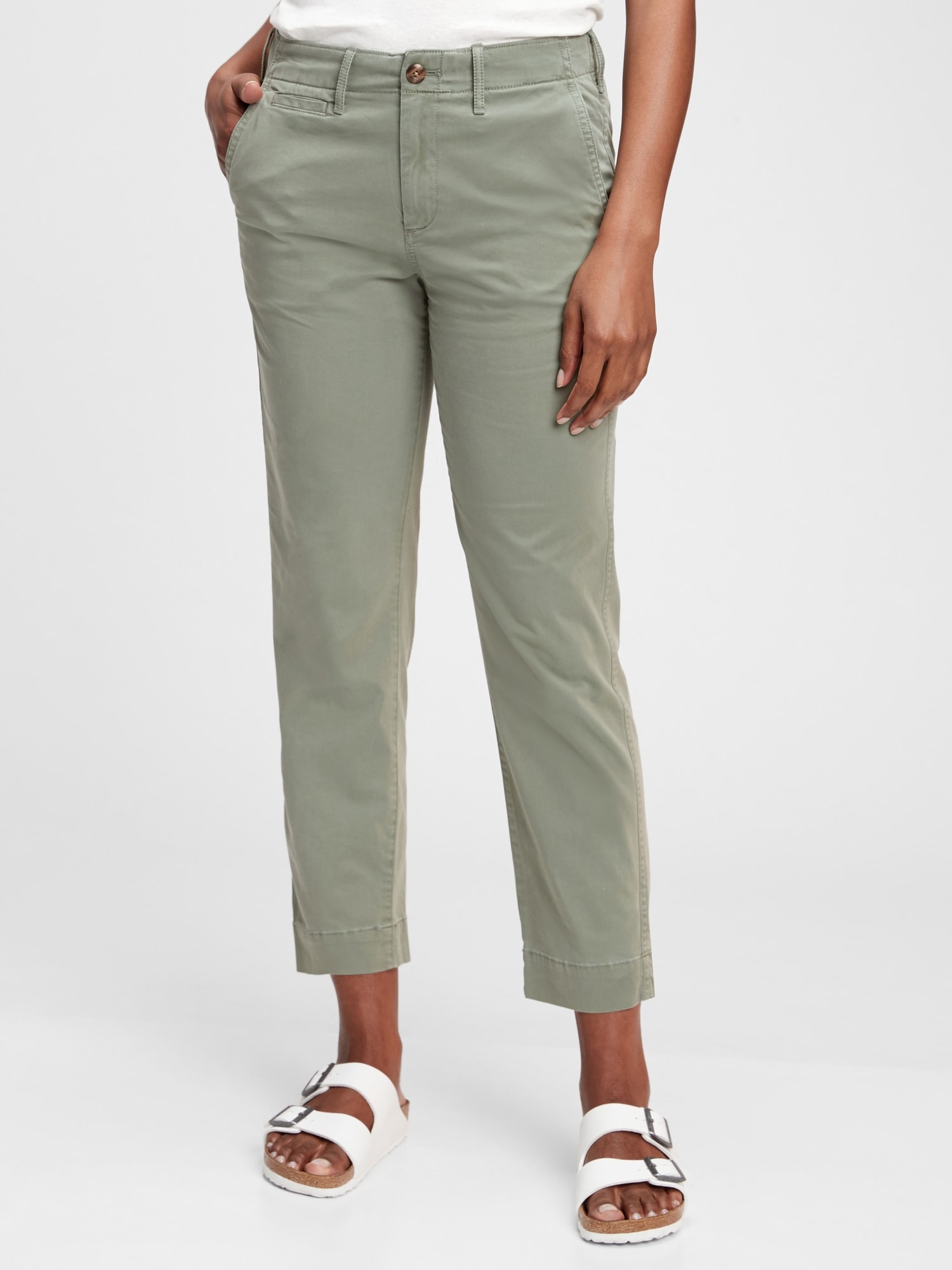 High Rise Straight Khakis with Washwell™ Gap
