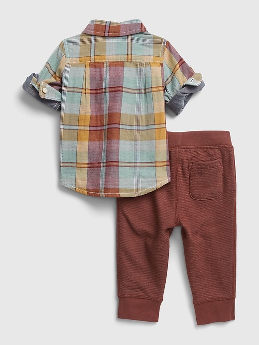 View large product image 2 of 3. Baby Plaid Outfit Set