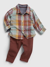 View large product image 3 of 3. Baby Plaid Outfit Set