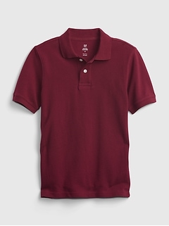 Gap Boys' 100% Organic Cotton Uniform Polo Shirt Shirt Red Delicious Size S