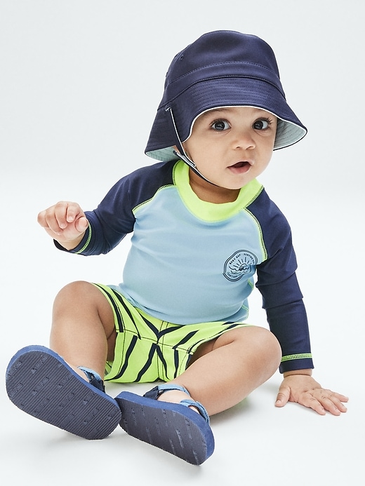 Image number 3 showing, Baby Recycled Reversible Swim Bucket Hat