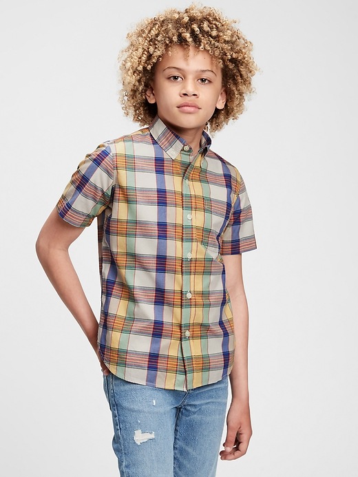 L'image numéro 2 présente Chemise à carreaux en popeline pour Enfant