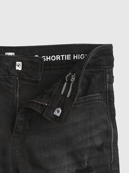 Image number 4 showing, Kids High-Rise Denim Shortie Shorts with Stretch