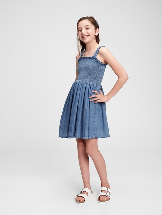 Image number 2 showing, Kids Denim Smocked Dress