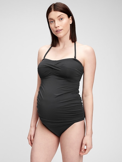 Image number 1 showing, Maternity Recycled Swim Tankini Top
