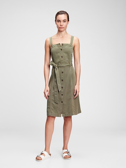 Image number 1 showing, Button-Front Apron Dress