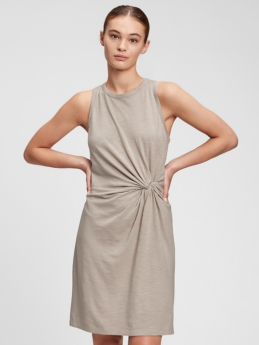 View large product image 1 of 1. Sleeveless Knot-Waist Dress