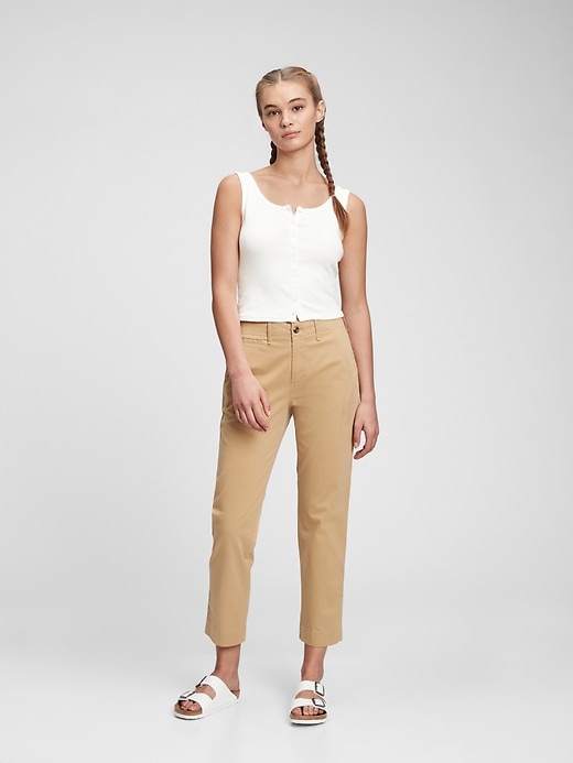 View large product image 1 of 1. High Rise Straight Khakis