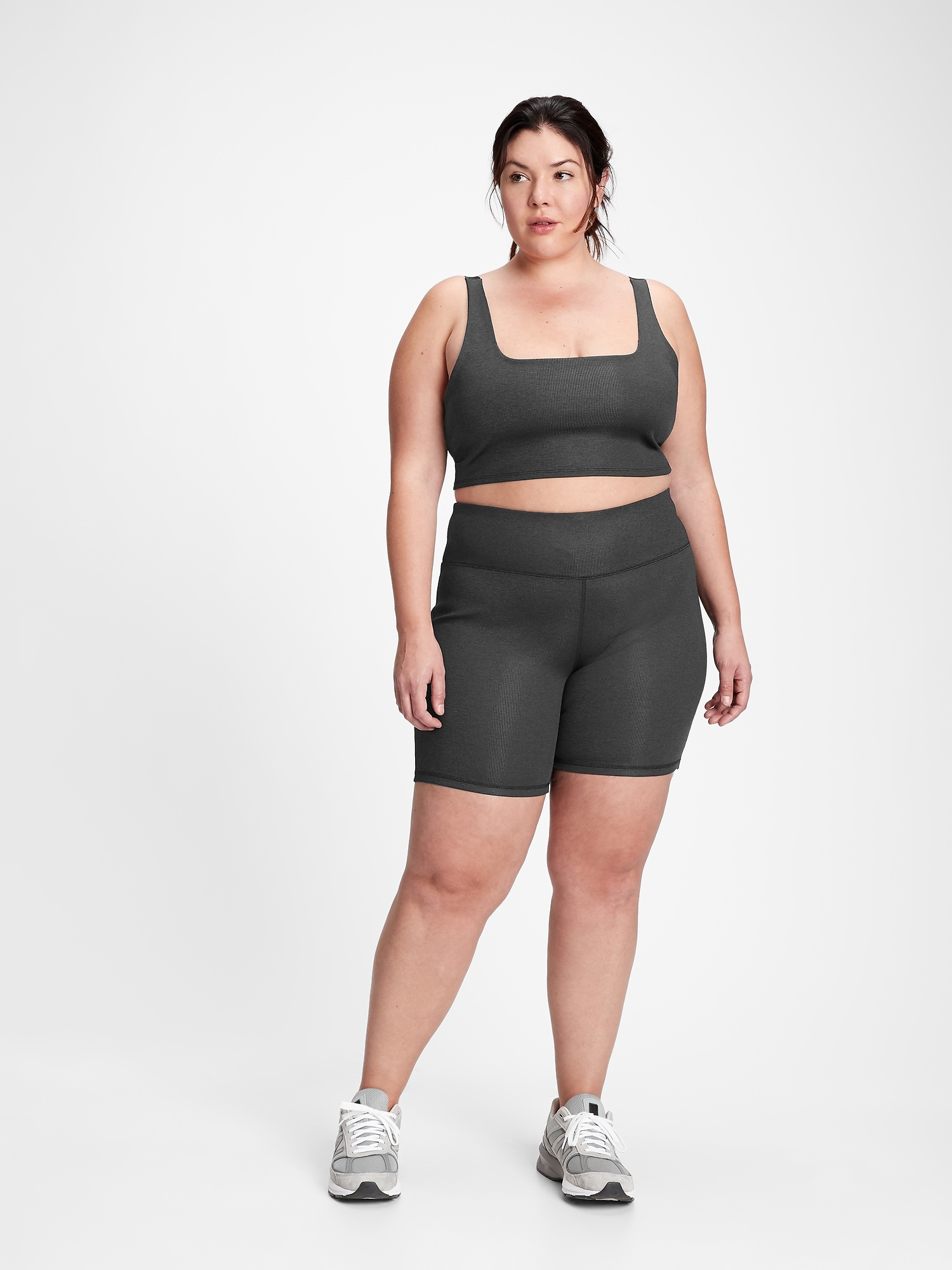 GapFit Brushed Jersey Squareneck Longline Sports Bra