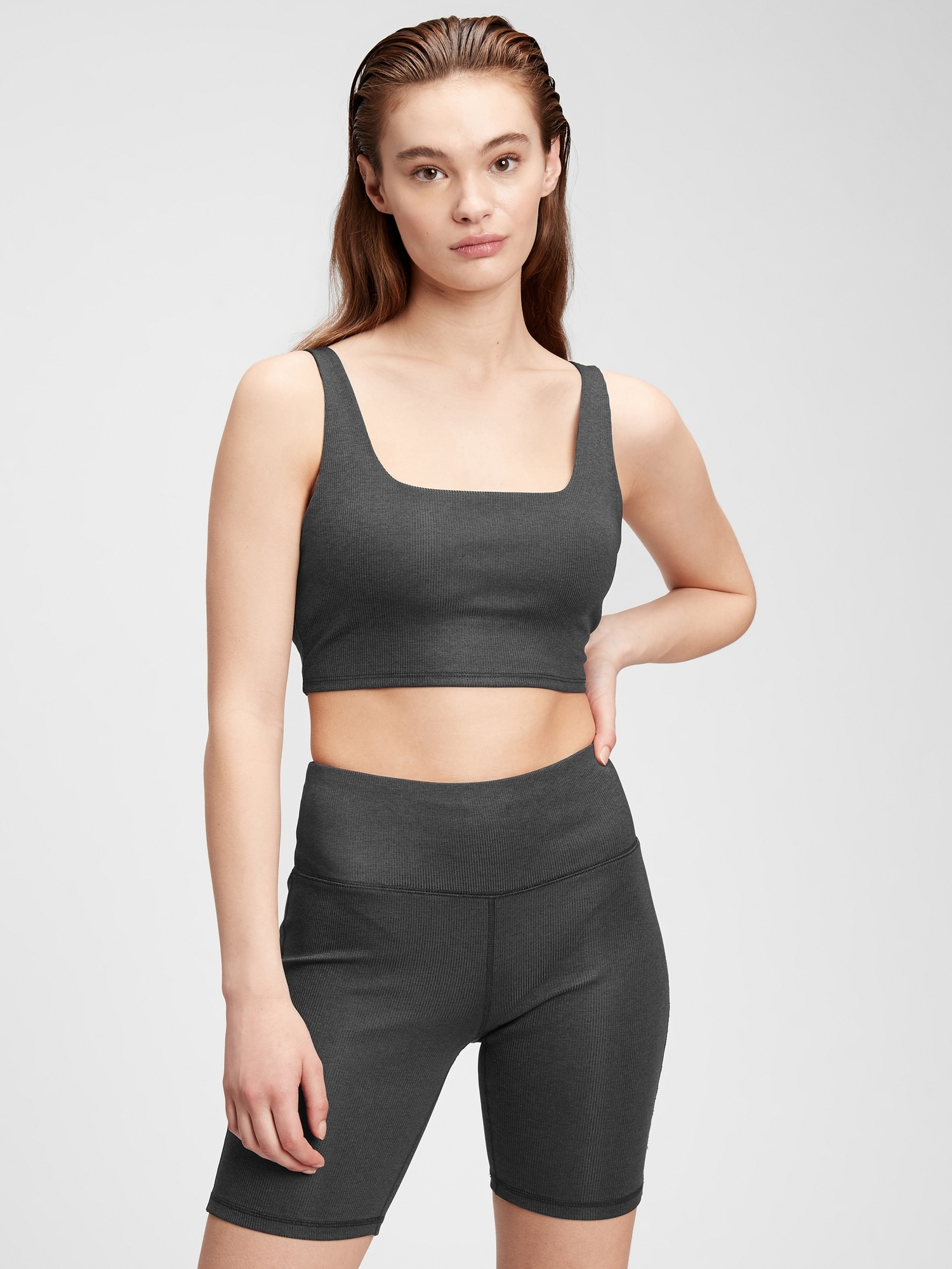 GapFit Brushed Jersey Squareneck Longline Sports Bra