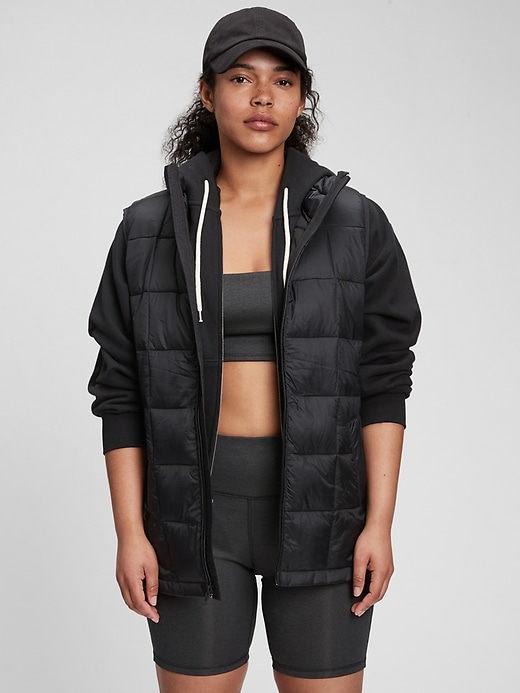 View large product image 1 of 1. Recycled Nylon Relaxed Lightweight Puffer Vest