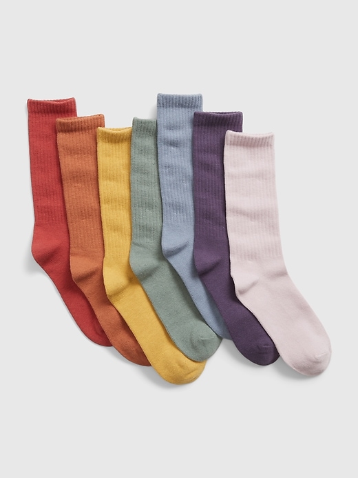 View large product image 1 of 1. Kids Organic Cotton Crew Socks (7-Pack)