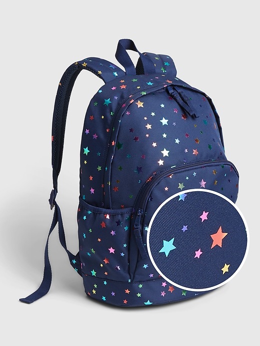 Image number 1 showing, Kids Recycled Star Print Senior Backpack