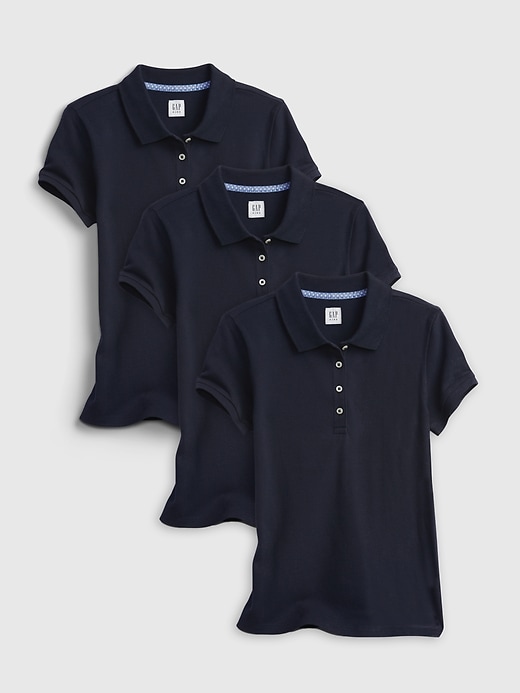 Image number 1 showing, Kids Cotton Uniform Polo Shirt (3-Pack)