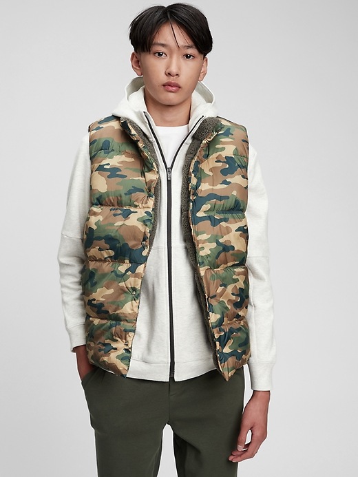 View large product image 1 of 4. Teen Reversible Sherpa Vest